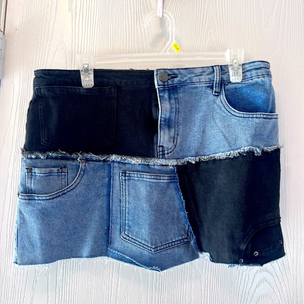 Patchwork Jean mini skirt
